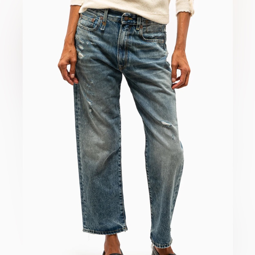 R13 Boyfriend Jean Bain with Rips sz 24